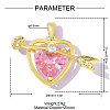 Brass Pave Pink Cubic Zirconia Pendants CU-OY001-63G-2