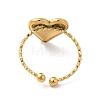 Ion Plating(IP) 304 Stainless Steel Heart Open Cuff Ring for Women RJEW-E066-04G-3
