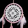 Handmade Round Woven Net/Web with Feather Wall Hanging Decoration HJEW-G015-05-3