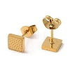 Ion Plating(IP) 304 Stainless Steel Textured Square Stud Earrings EJEW-Q783-02G-2
