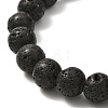 Natural Lava Rock & Oval Mixed Stone Beads Stretch Bracelet BJEW-JB07077-4
