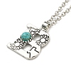 Letter A~Z Antique Silver Plated Alloy with Synthetic Turquoise Pendant Necklace NJEW-G080-01B-2