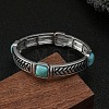Bohemian Alloy & Synthetic Turquoise Engraved Bangles for Women FS-WG3AF9F-01-3
