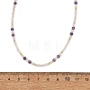 Natural Rose Quartz Faceted Round Beaded Necklaces NJEW-JN06430-03-4