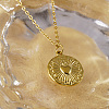 French Style Stainless Steel Flat Round with Cross Sacred Heart Pendant Necklaces for Women JI8984-1-2