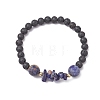 7Pcs Natural Mixed Stone Chips & Round Beaded Stretch Bracelets Set for Women BJEW-JB11130-3