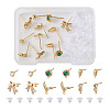 Fashewelry 12Pcs 6 Style Brass Micro Pave Cubic Zirconia Stud Earring Findings KK-FW0001-10-11