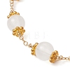 Brass & Imitation Jade Round Glass Link Bracelets for Women BJEW-JB10771-3