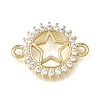 Brass Pave Clear Cubic Zirconia Ring Connector Charms KK-E802-10G-C-1