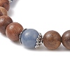 Natural Blue Aventurine & Wood Round Beaded Stretch Bracelet for Women BJEW-JB09379-5