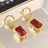 Brass Glass Dangle Hoop Earrings for Women KK-CBA760A-04G-4