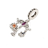 Brass Colorful Rhinestone European Dangle Charms LS-KK-P324-07P-2