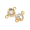 Brass Pave Clear Cubic Zirconia Connector Charms KK-Z121-06G-03-2