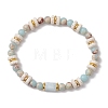 Natural Lava Rock & Synthetic Aqua Terra Jasper & Natural Aquamarine Beads Strethch Bracelets BJEW-JB11666-01-2