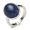 Natural Lapis Lazuli Oval Adjustable Rings RJEW-K371-07S-15-2