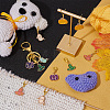 Halloween Theme Alloy Enamel Ghost & Witch Hat & Pumpkin Charm Locking Stitch Markers HJEW-PH01714-5