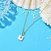 Summer Natural Baroque Keshi Pearl & Alloy Shell Slice Square Pendant Brass Cable Chain Necklaces NJEW-JN06048-1