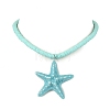 Ocean Resin Starfish Big Pendant Handmade Polymer Clay Heishi Beads Necklaces NJEW-JN06274-3