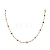 304 Stainless Steel Enamel Colorful Heart Link Chain Necklaces for Women NJEW-JN05899-2