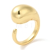 Rack Plating Brass Teardrop Open Cuff Ring for Women RJEW-A016-03G-3