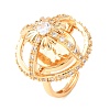 Brass Micro Pave Clear Cubic Zirconia Adjustable Ring Components KK-G551-07G-1