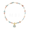 Natural Carved Shell & Alloy Enamel Shell Shape Pendant Necklaces NJEW-JN06513-3
