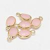 Oval Faceted Golden Tone Brass Glass Charms GLAA-O015-25G-1