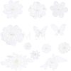 12Pcs 12 Style Flower/Butterfly Polyester Embroidery Sew on Clothing Patches PATC-CA0001-10-1