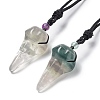 Natural Fluorite Plague Doctor Pendant Necklace with Nylon Rope NJEW-H009-01-02-1