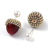 Acorn Resin Imitation Pearl Barbell Cartilage Earrings EJEW-C500-03-2