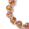 Faceted Rondelle Glass & Brass Beaded Bracelets for Women BJEW-JB10699-3