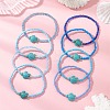8Pcs Glass Seed Beaded & Synthetic Turquoise Turtle Beaded Stretch Bracelets Set for Women BJEW-MZ00319-1