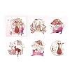 5Pcs 5 Styles Bling Bling PET Waterproof Forest Cat Decorative Stickers PW-WG55458-03-1