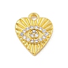 Heart with Evil Eye Rack Plating Brass Clear Cubic Zirconia Pendants KK-P277-14G-1