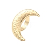 Textured Moon Alloy Open Cuff Rings RJEW-U006-03G-2