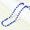 304 Stainless Steel with Glass Faceted Rondelle Bead Handmade Link Chain Birth Stone Necklaces for Women NJEW-G195-01G-11-3