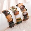 Oval Natural Banded Agate(Dyed & Heated) Beaded Stretch Bracelets for Women Men GG-CBA9ACE-A12-1