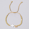 Brass Round Bead Braided Bead Bracelets VB3830-13-1