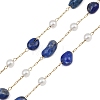 Natural Lapis Lazuli Nuggets & 316 Stainless Steel Handmade Link Chains CHS-K021-14G-15-1