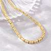 6MM Brass Pave Clear Cubic Zirconia Rectangle Tennis Necklaces KK-CBA4547-12G-2