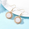 Natural Rose Quartz Flower Dangle Earrings EJEW-JE06720-01-1