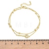 Brass Micro Pave Clear Cubic Zirconia Key Link 2-Strand Bracelets KK-CBA6980-20G-5
