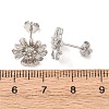 Valentine's Day Flower Brass Stud Earrings EJEW-D351-03P-3