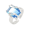 304 Stainless Steel Cubic Zirconia Open Cuff Ring for Women RJEW-S406-05P-04-1