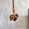 Brass Pave Cubic Zirconia and Enamel Horse Pendant Adjustable Cotton Cord Necklaces for Women WG24AFA-01-1