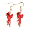 304 Stainless Steel MIYUKI Glass Seed Beads Bird Dangle Earrings EJEW-MZ00555-01-3