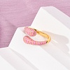 Brass Enamel Cuff Open Rings for Women RJEW-A098-01G-5