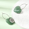 Natural Green Aventurine & 304 Stainless Steel Hoop Earrings for Women EJEW-G475-01P-06-3