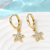 Starfish Brass Micro Pave Clear Cubic Zirconia Hoop Earrings EJEW-H180-28G-3