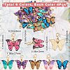 24Pcs 6 Colors  Butterfly Alloy Enamel Pendant Decorations HJEW-SC0001-40-2